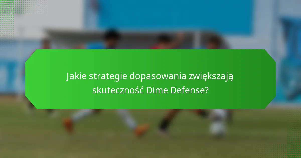 Jakie strategie dopasowania zwiększają skuteczność Dime Defense?
